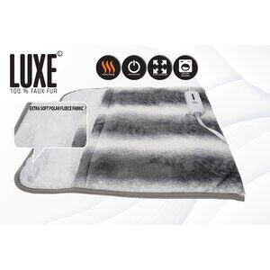 Luxe Home Decor Classic Heated Faux Fur Foot Warmer | 1-Piece | Grey | 22"x20"